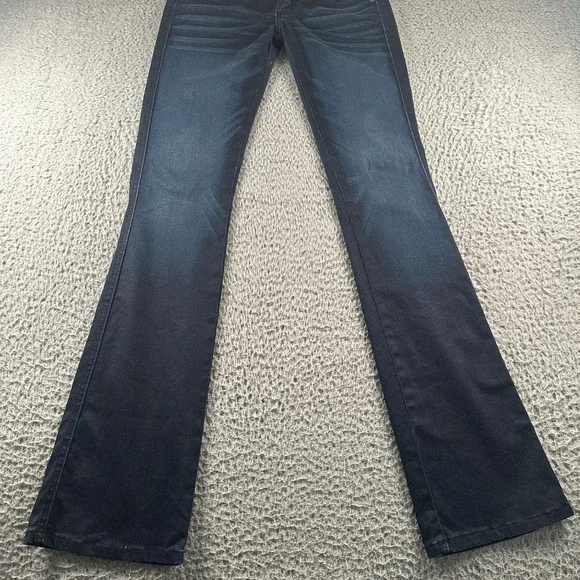 Frankie B Jeans Womens 26 Dark Wash Flare Leg Zip Pockets Stretch Low Rise - Picture 3 of 16